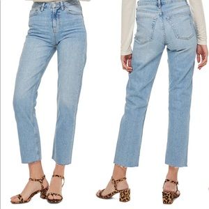 Topshop Raw Hem Crop Straight Leg Jeans